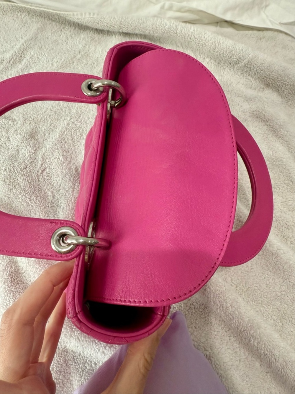 Lady Dior Cannage Bag – Hot Pink Lambskin, Silver Hardware - Picture 6 of 15
